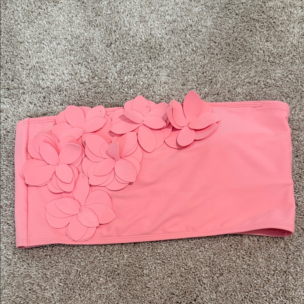 ANTONIO MELANI Pink Floral Bandeau Bikini Top